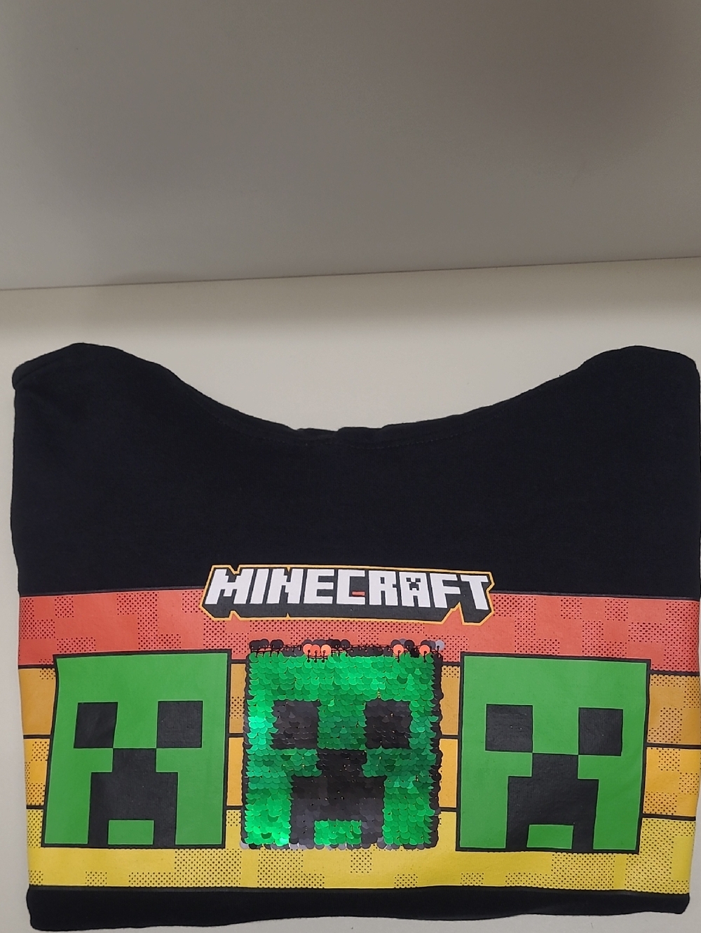 Minecraft Black Hoodie with Creeper Sequin Panel